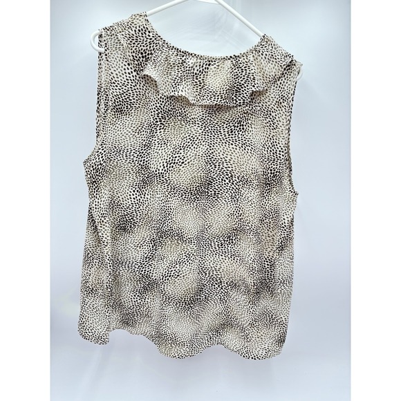 Beau + Apparel Blouse Womens XL Animal Print Ruffle Neck Sleeveless Stitch Fix - Picture 4 of 5